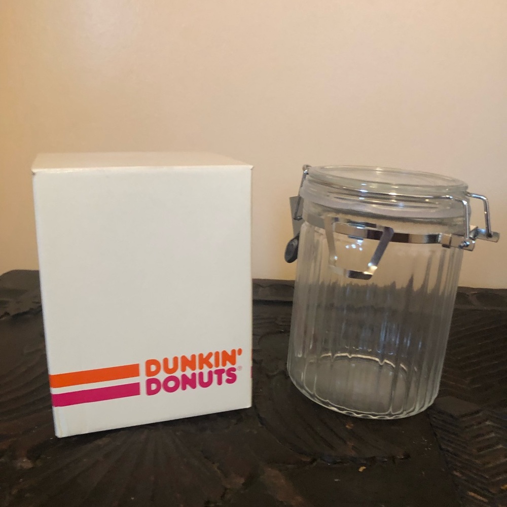 DUNKIN DONUTS GLASS COFFEE CANISTER